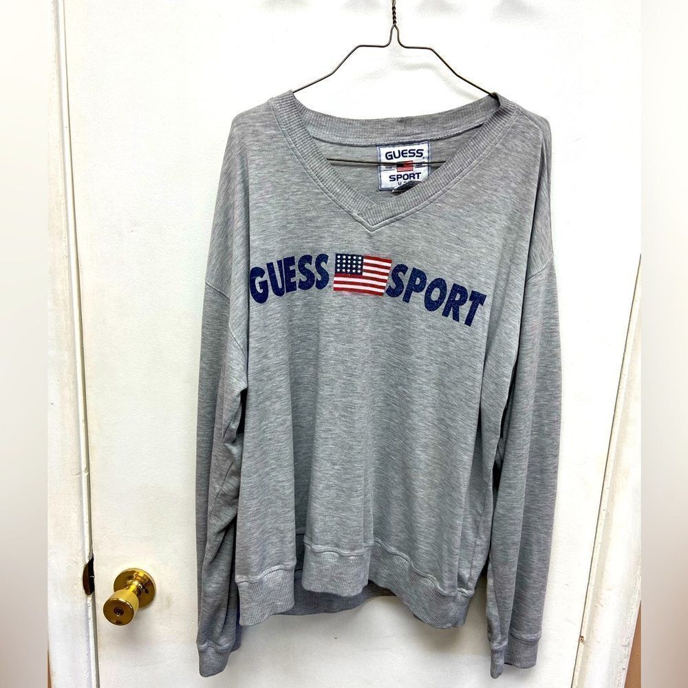 Rare Guess Sport Vintage V-Neck Mens size Large